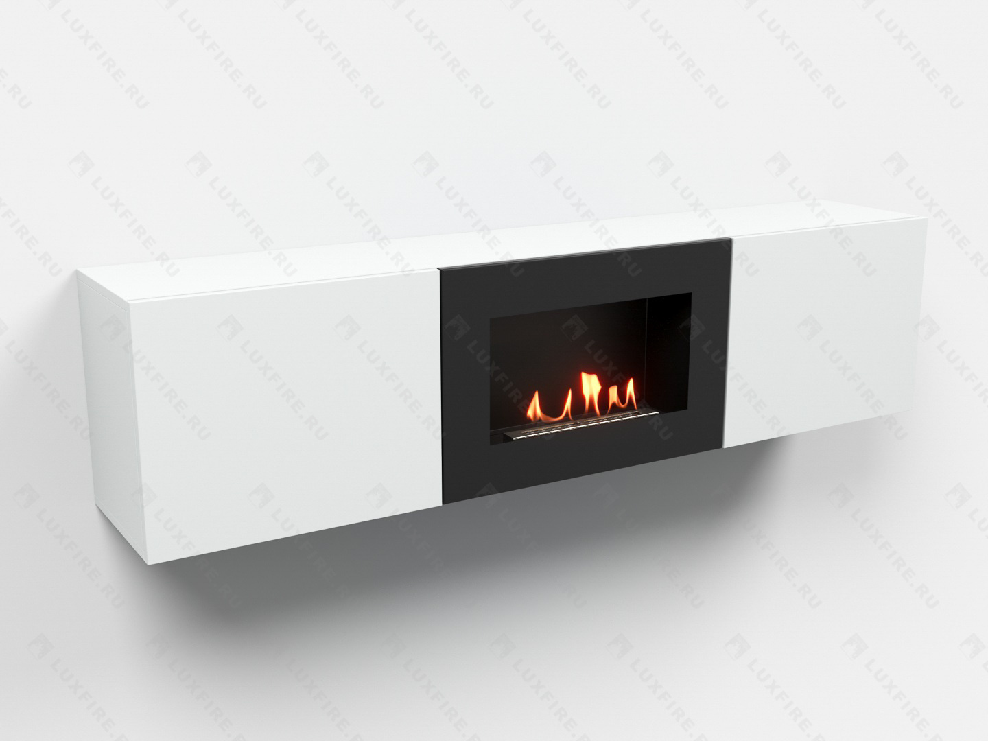 Тумба ТВ Lux Fire "Каспий" настенная 1600 матовая, белая с биокамином 600 Тумба ТВ Lux Fire "Каспий" настенная 1600 матовая, белая с биокамином 600