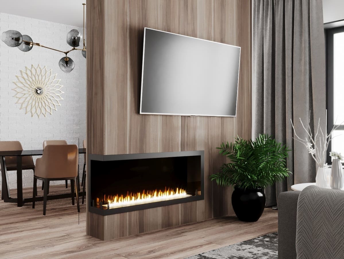 Биокамин "Русский огонь" Честер 1200 угловой левый с декоративным стеклом (стемалитом) по цене 46 200 руб.