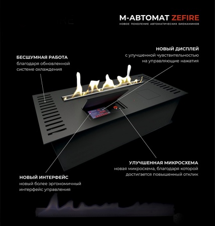 Автоматический биокамин ZeFire M 2200 шлифованный с ДУ по цене 639 000 руб.